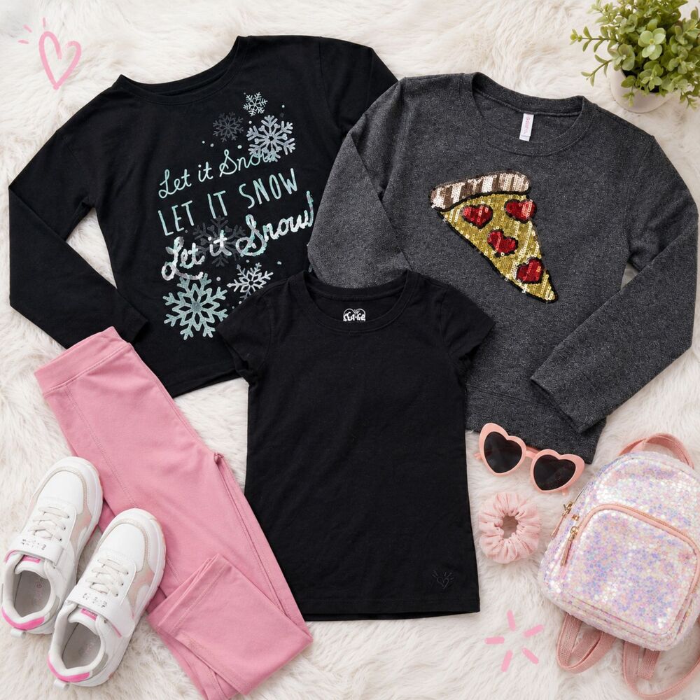 Girls Size 6 Shirt Lot Justice Xhilaration Sonoma Sequin Graphic Tees 3pc
